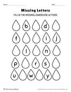 Missing Alphabet Letters - Lowercase - #1