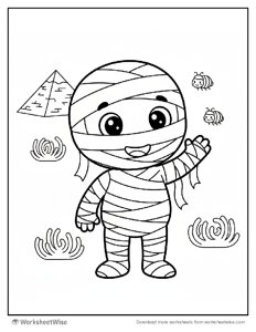 Halloween Coloring Page - Mummy with Bandages 