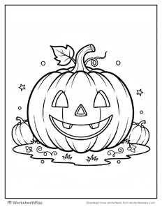 Halloween Coloring Page - Smiling Pumpkin