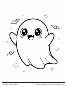 Halloween Coloring Page - Cute Ghost