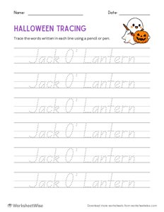 Jack-o-Lantern - Halloween Word Tracing