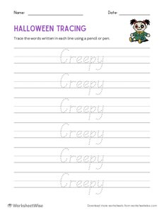 Creepy - Halloween Word Tracing