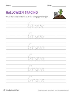 Grave - Halloween Word Tracing