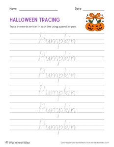 Pumpkin - Halloween Word Tracing